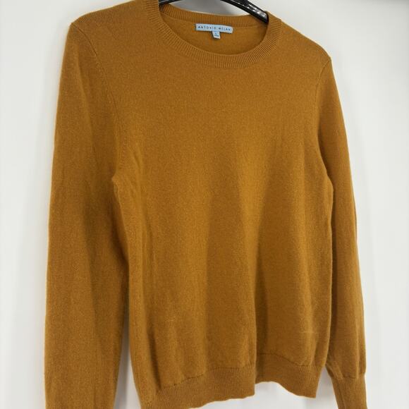 Antonio Melani 100% Cashmere Sweater Women’s Large Mustard Crewneck - Picture 3 of 9